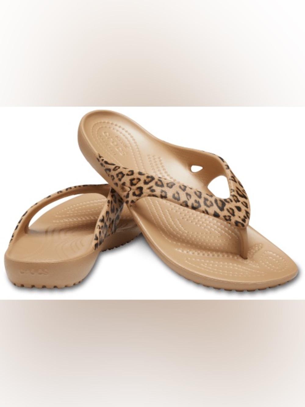 Crocs Women's Kadee II Leopard Flip flop thong sandals leopard print size 10